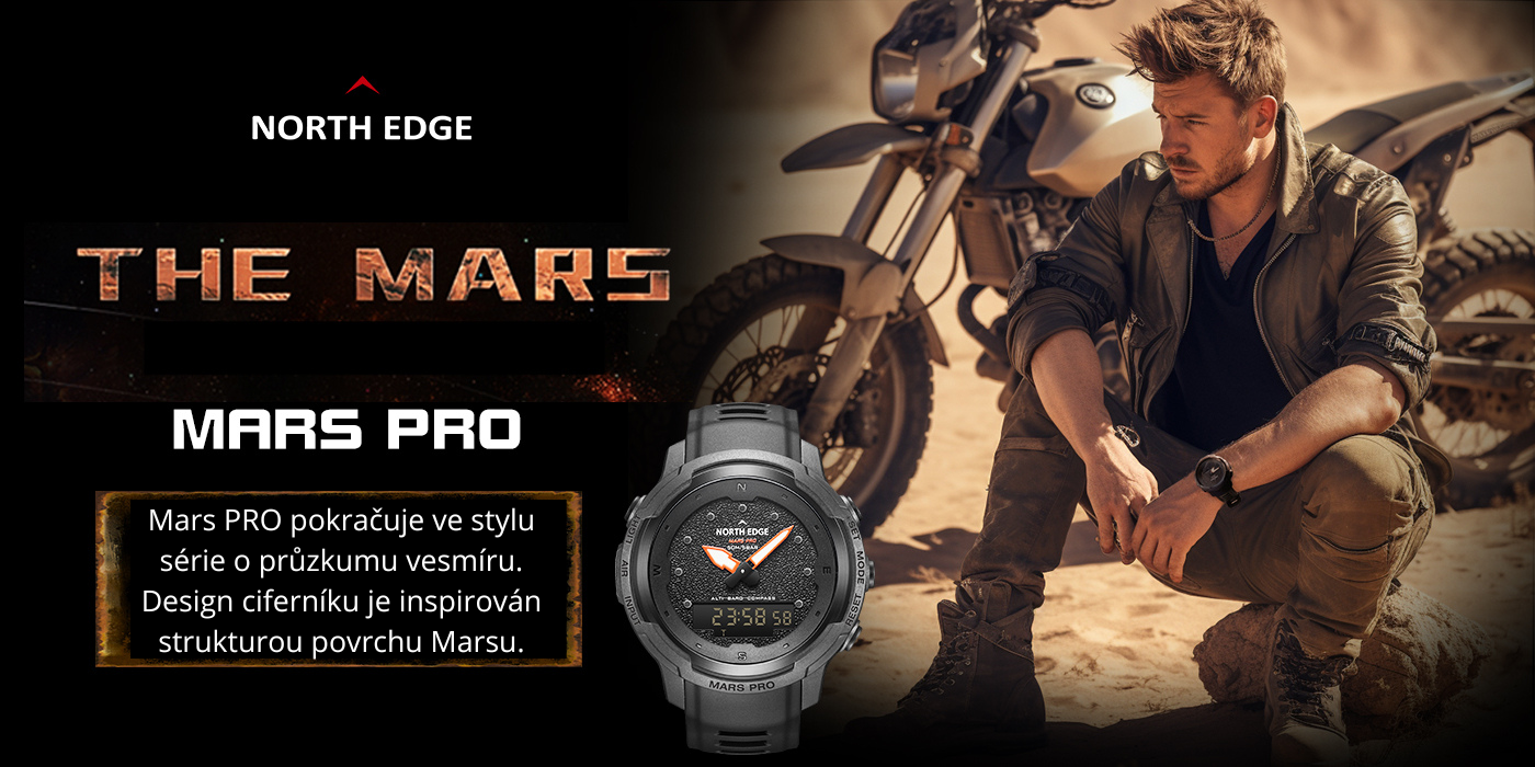 This Mars PRO continues the style of the space exploration series. The dial design is inspired by the texture ot the Martian surface.